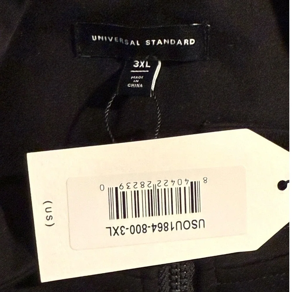 Universal Standard Black Track Jacket Zip Up Collar Green Stripe Sleeve Size 3XL